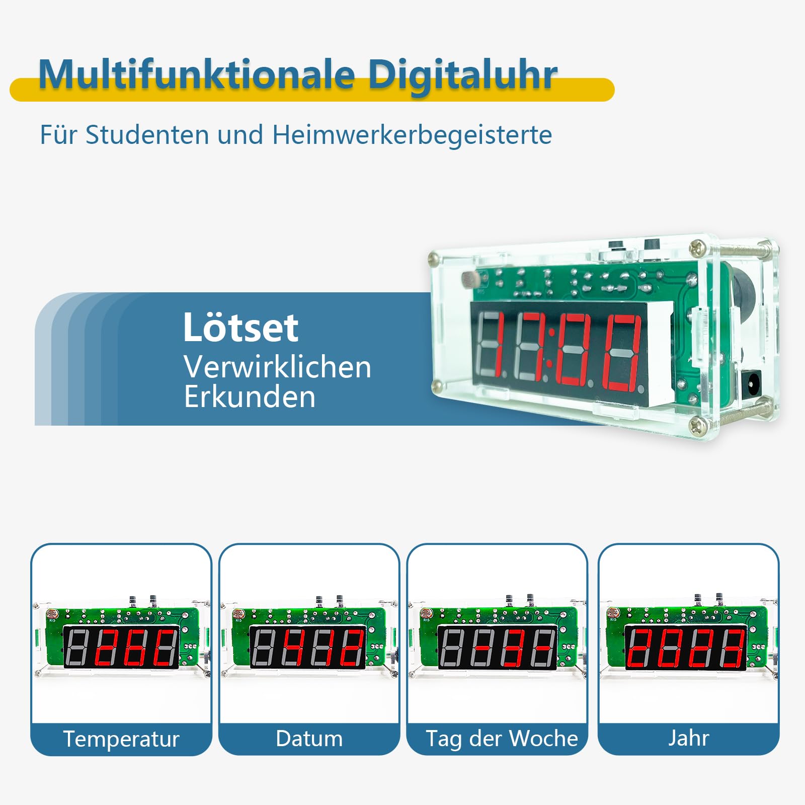 EIELE Digital Clock Soldering Set for Transparent Casing Automatic Brightness Adjustment - Image 2