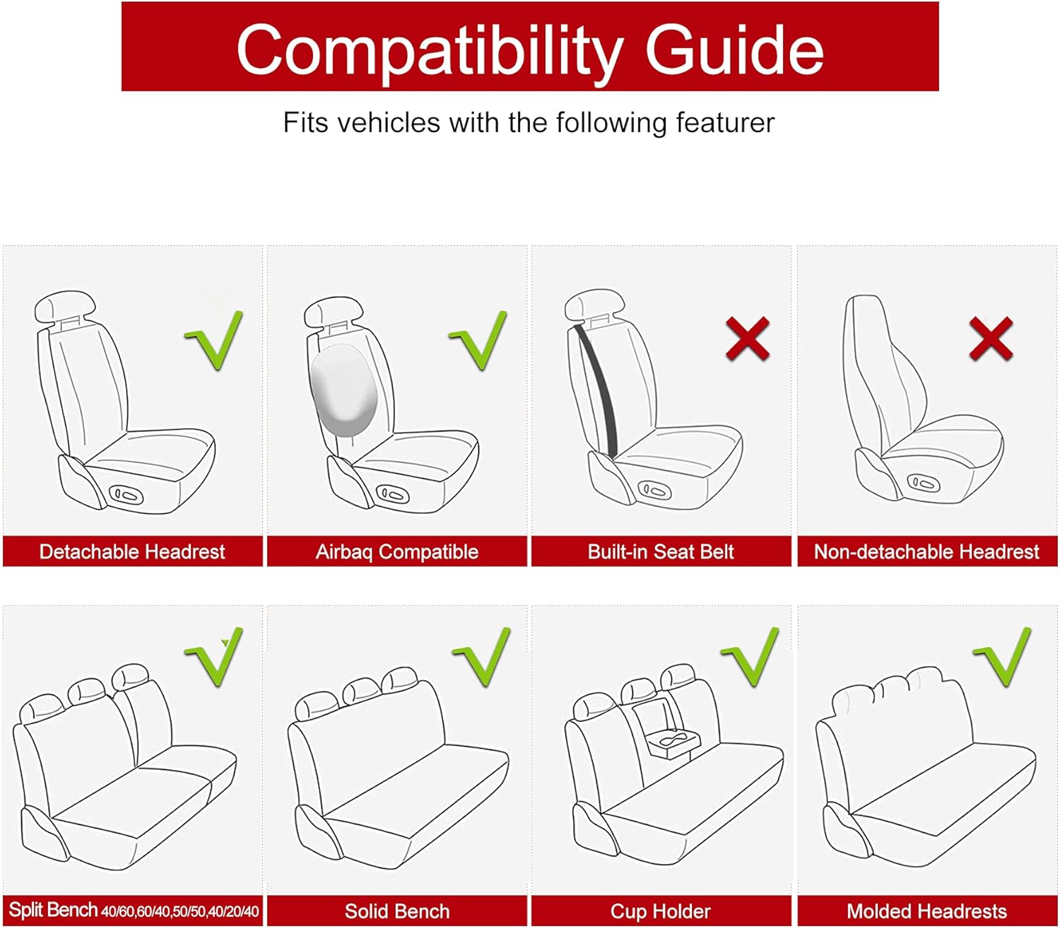 Sanwom Leather Car Seat Covers Front Pair - Universal 2 Pcs Waterproof Vehicle Cushion, Leatherette Automotive Seat Protector Accessories for Most SUV Sedan Pick-up Truck Such Honda Ford, Black : Automotive