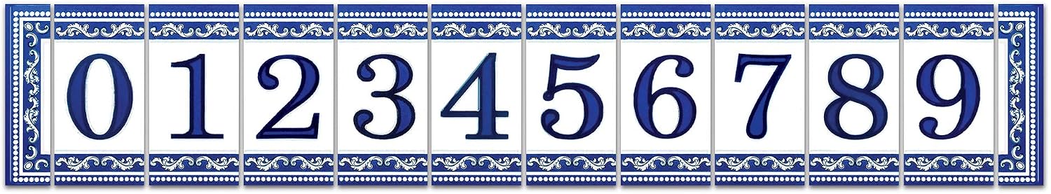 Kantu 2113013 Castilla Ceramic Tile Address Number 2, 2 in. x 4 in., Blue, Each