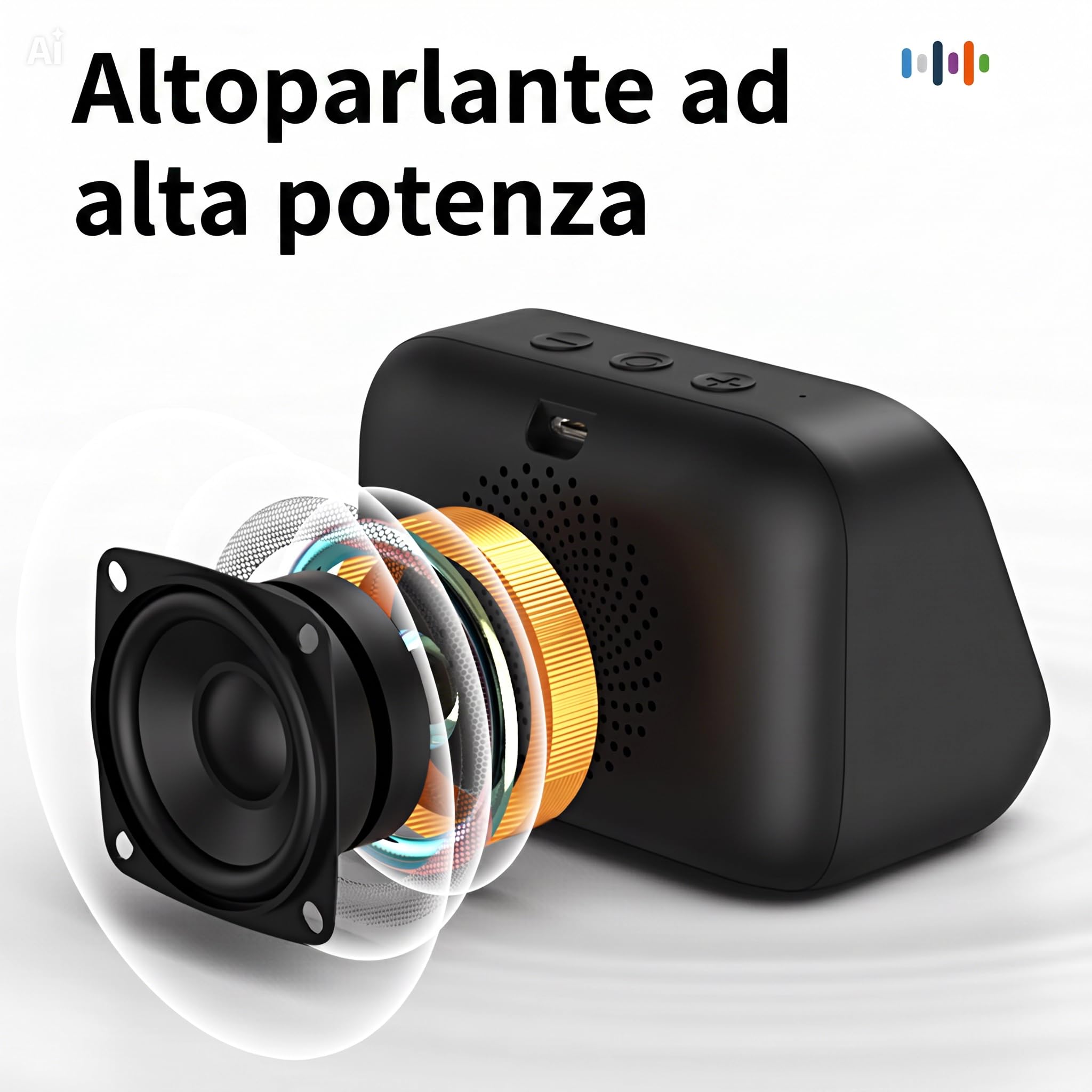 Altoparlante Bluetooth con Display 4" – Smart Speaker con Assistente Vocale, Chiamate, Musica, Meteo, Calendario, Sveglia, Orologio Mondiale, Effetti Luce, Cerca Telefono, Fotocamera Remota (Nero)