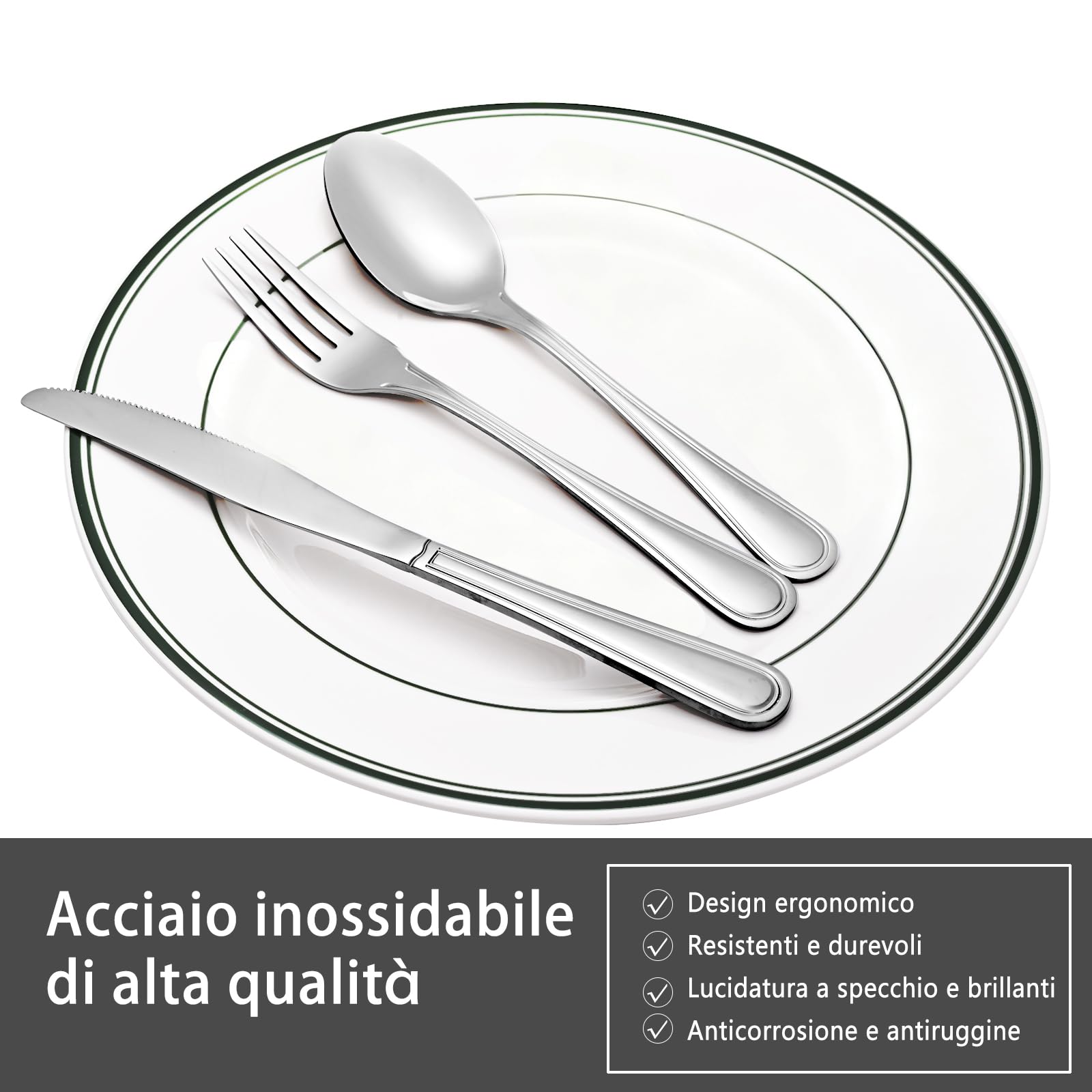 Set di posate da viaggio portatile, con cucchiaio, forchetta e coltello da tavola in acciaio inox. Valigetta portaposate da portare al lavoro,in viaggio e in campeggio. Posate portatili riutilizzabile