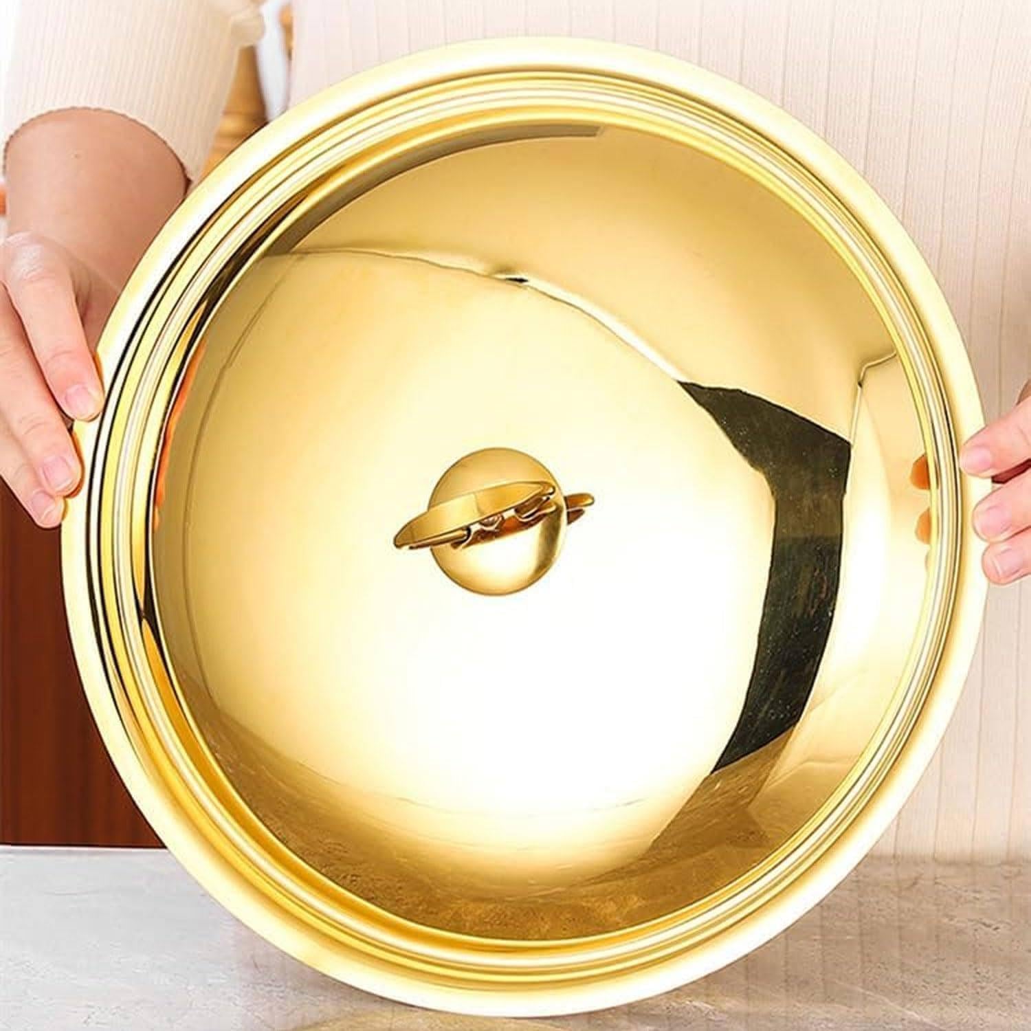 Set di Pentole Calde per Buffet Confezione da 2 Piatti Rotondi da 4,5 Litri con Vaschetta per L'acqua Set di Pentole Calde per Buffet per Catering Adatto per Ristoranti, Hotel, Matrimoni, F, B