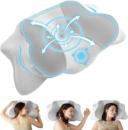 Miniatura 1 de Almohada cervical para el cuello, almohada ergonómica de espuma viscoelástica, diseño ortopédico para personas que duermen de lado, espalda y boca