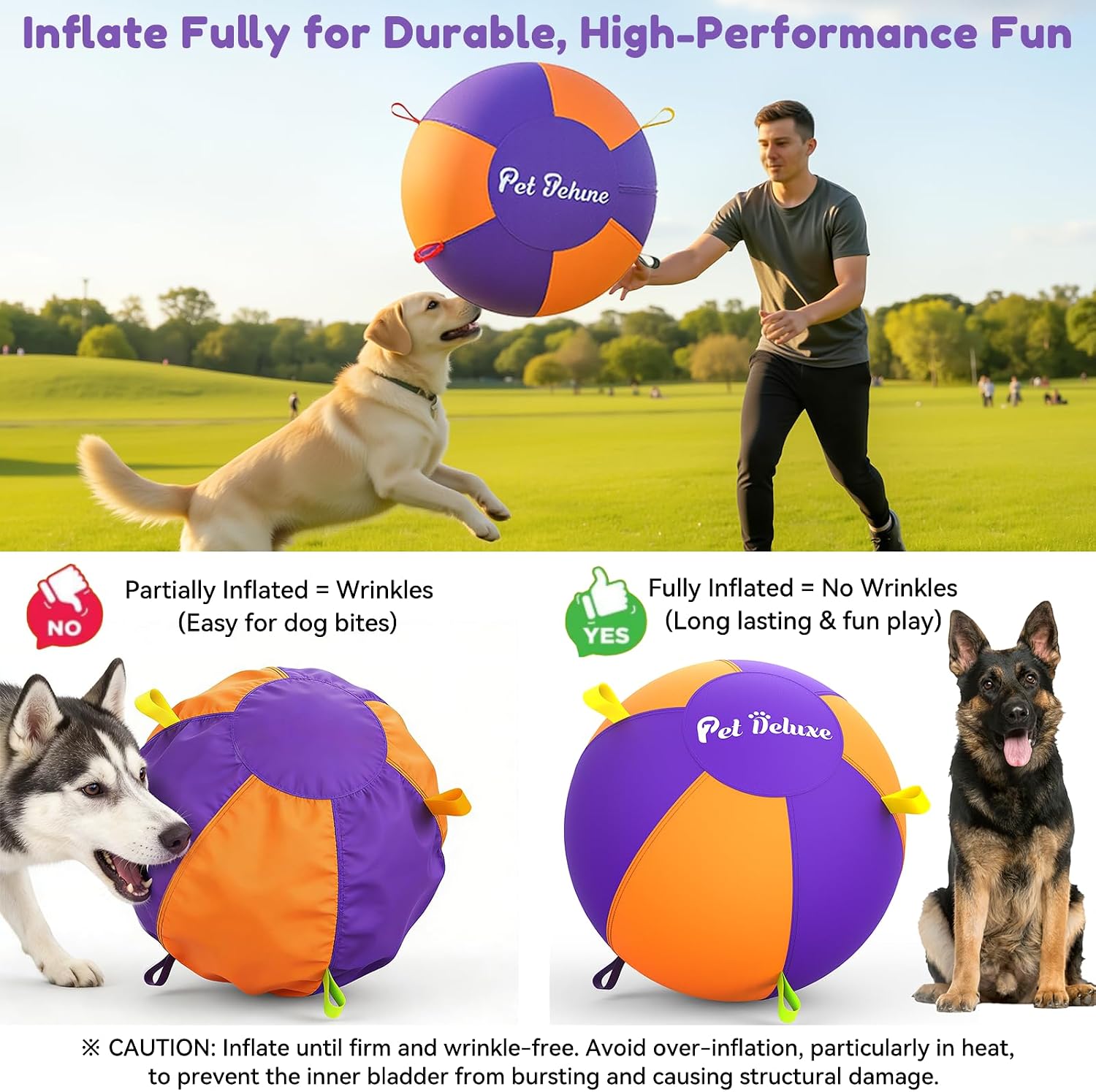 Upgrade Herding Ball for Dogs,25" Herding Ball for Australian Shepherd Collie,Border Collies,Cattle & Medium to Large Breeds,Fast-Inflating Pump,Durable & Waterproof Cover,Large Dog Toys Outdoor Play