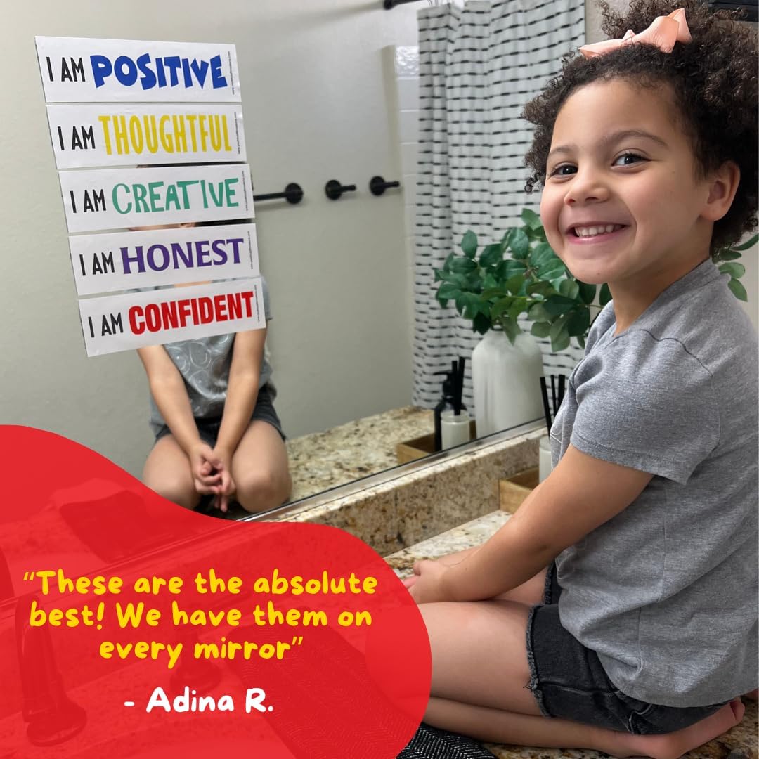 Positive Affirmation Reusable Stickers for Kids (Pack of 24) - Self Esteem Booster, Confidence Building, Daily Affirmations by Youthful Affirmations