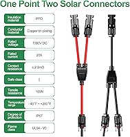 Vista 7 de OYMSAE Conectores solares 30A - Kit de cable adaptador paralelo de rama en Y impermeable para panel solar