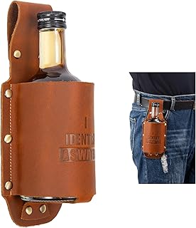 Beer Gifts for Men,Retirement Birthday Gifts for Men,Dad Birthday Gift from Daughter Son for Fathers Day,I Identify As Water Leather Beer Holder Holster,Can Cooler Sleeve,Cool Stuff for Beer Lovers