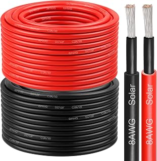 8 AWG 태양열 케이블 60.2m(200피트) 레드 + 60.6m(200피트) 블랙 주석 도금 구리 와이어, RV, 자동차, 트레일러, 해양, 야외용 8게이지 태양열 패널 와이어