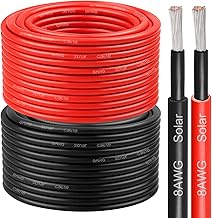 8 AWG Solar Cable 200FT Red + 200FT Black Tinned Copper Wire, 8 Gauge Solar Panel Wire for RV, Automotive, Trailer, Marine, Outdoors