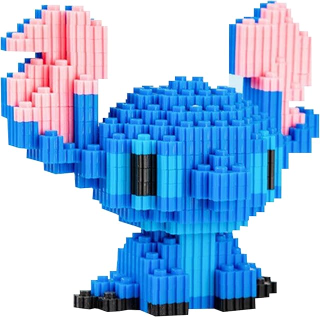  Blue Building Block Particles Miniature Puzzle Building, ZHULIA-Cartoon Stitch DIY Model Building Children's Educational Toy Puzzle, Suitable for Adult Decompression Party Birthday