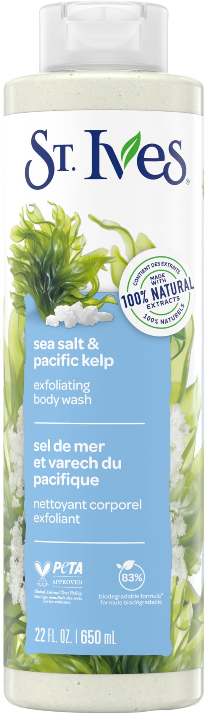 Exfoliating Sea Salt & Pacific Kelp Body Wash|Shower gel for Women | 100% Natural Extracts | Cruelty Free | Paraben Free |650ml