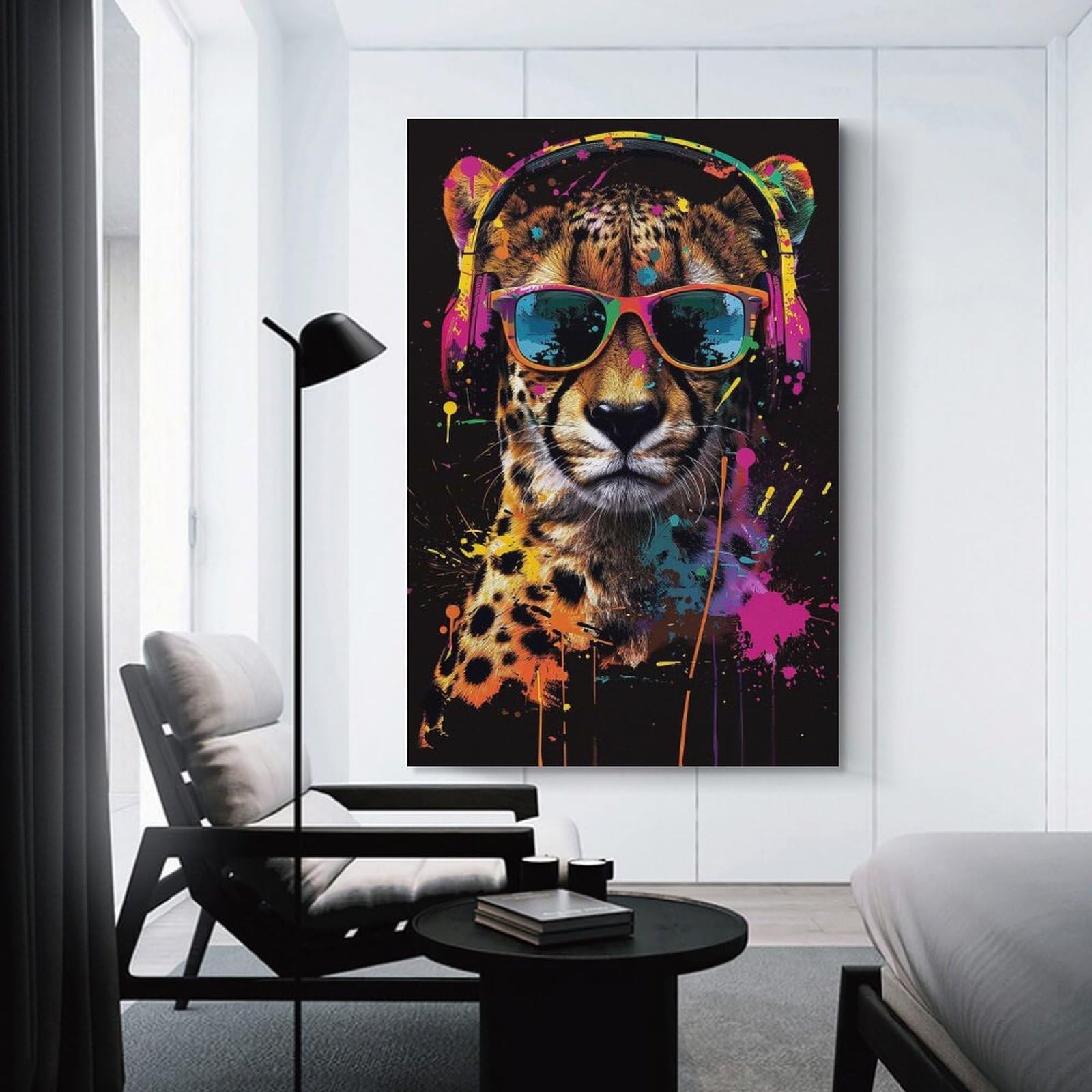 Junmoney Cheetah Colorful Canvas Wall Decor, 12x18inch(30x45cm), for Gallery Wall Decor And Room Displays, Wall Decor Suited to Curated Displays