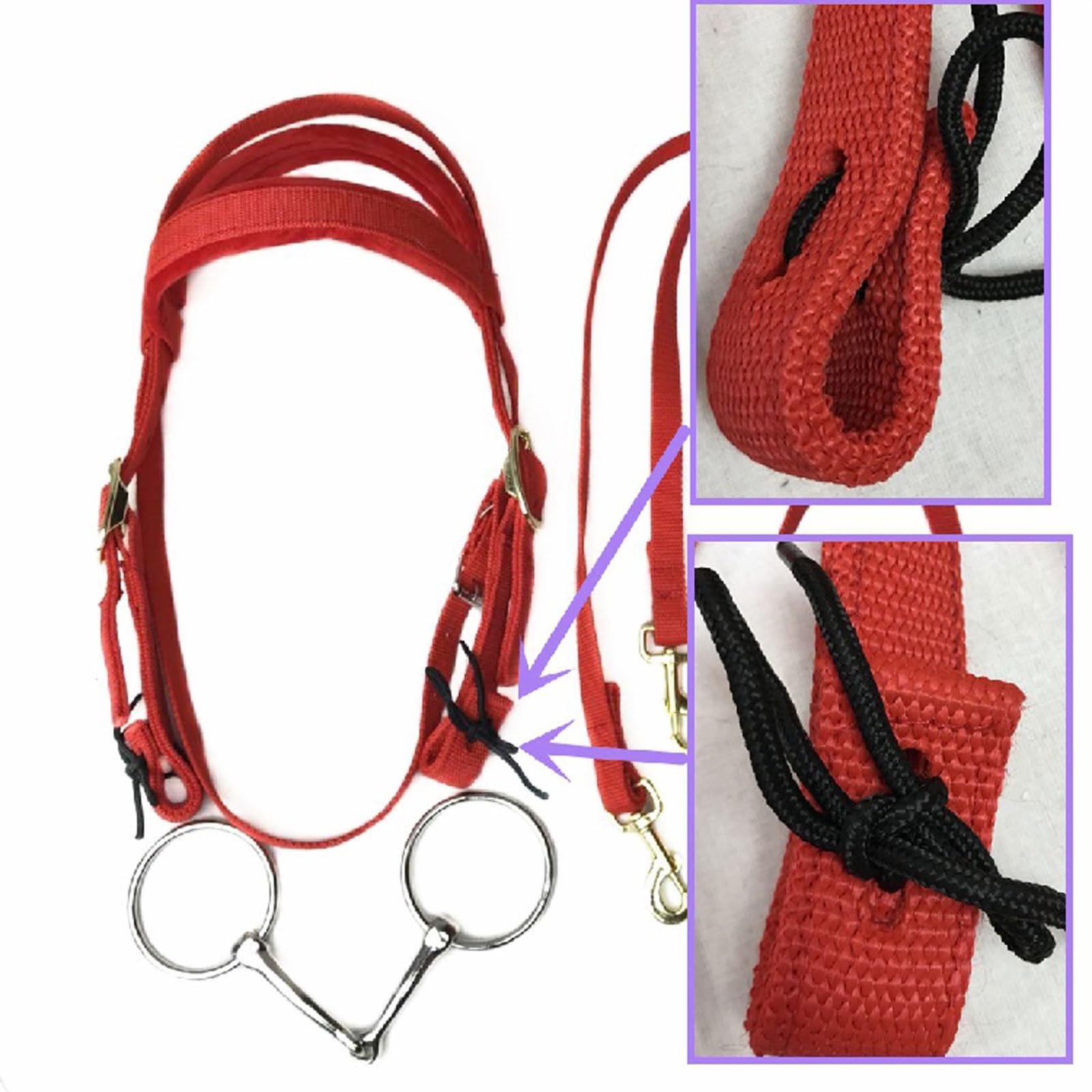 Cabestro para Caballos,Horse Halter Brida con riendas,Cabestro Acolchado,Ajustable de Cuerda Resistente,Material Suave y Totalmente Ajustable,para Entrenamiento y Competición