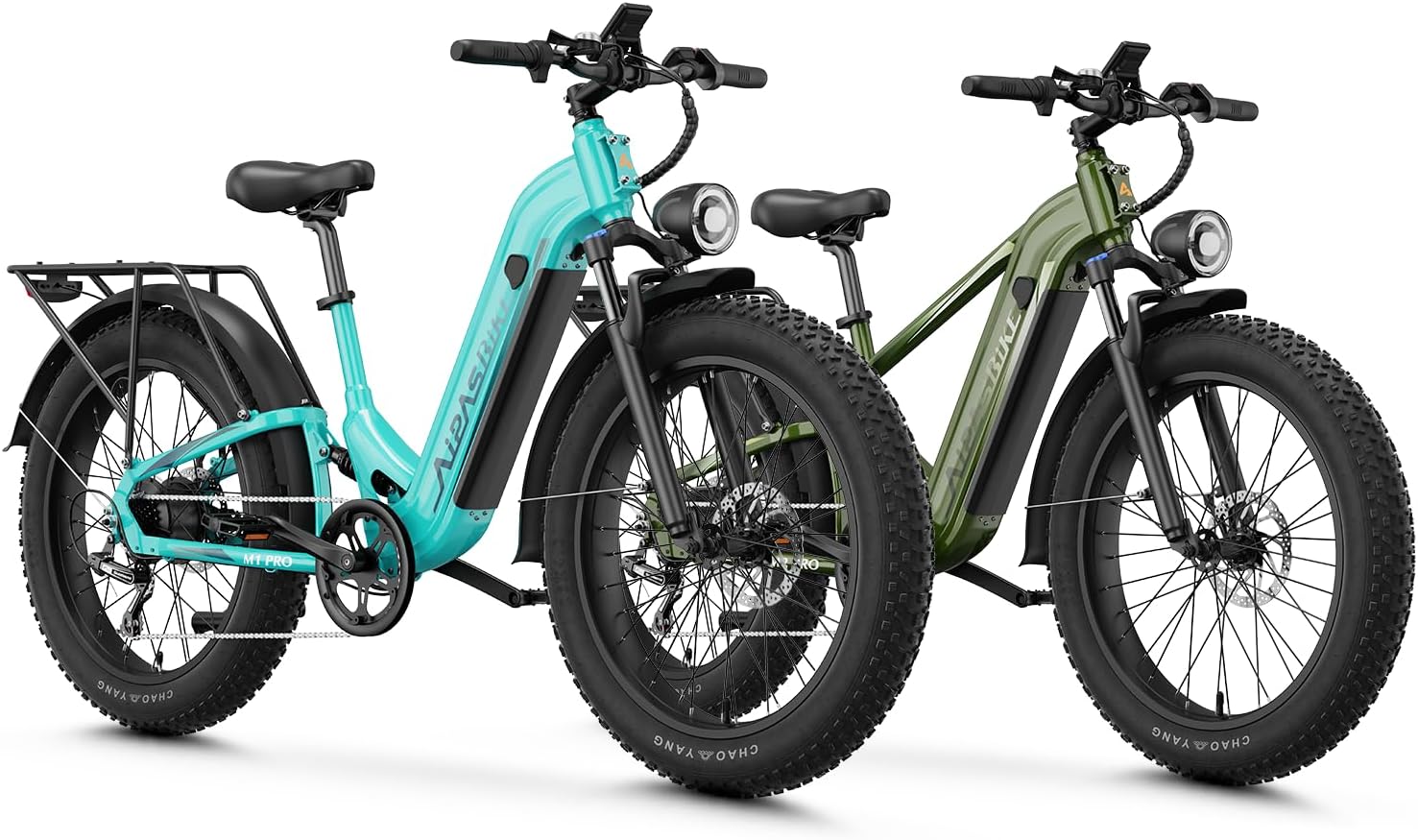 Aipas M1 Pro & M2 Pro Electric Bike Combo, 1800W Peak Motor Fat Tire EBikes for Adults, 36MPH Electric mountain Bike with 48V 17.5Ah Battery, 26" x 4.0" All-Terrain Tires, 7 Speed, 85 Miles Long Range