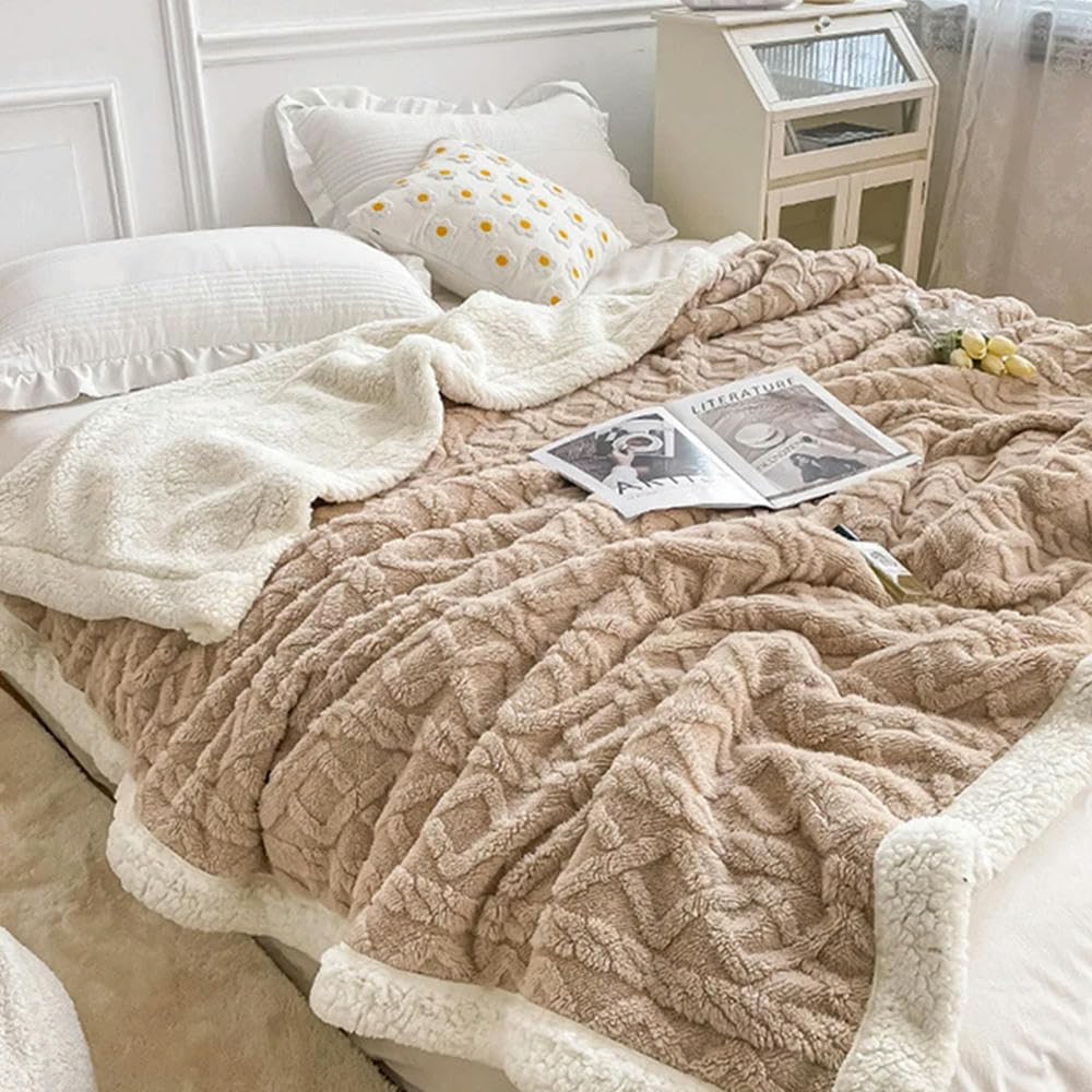 Manta a Cuadros de Lana Polar cálida para Invierno, para Adultos, sofá Cama, edredón, Colcha de Felpa de Invierno
