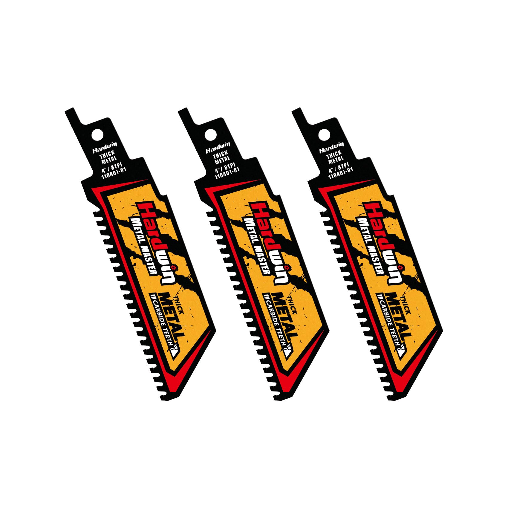 HardWin Carbide Reciprocating Saw Blade, 4-Inch 8 TPI – High-Speed Cutting for Hard Metals, Cast Iron, Alloy Steel. Durable Carbide Teeth, Efficient Cutting. Universal 1/2-Inch Shank, 3-Pack.