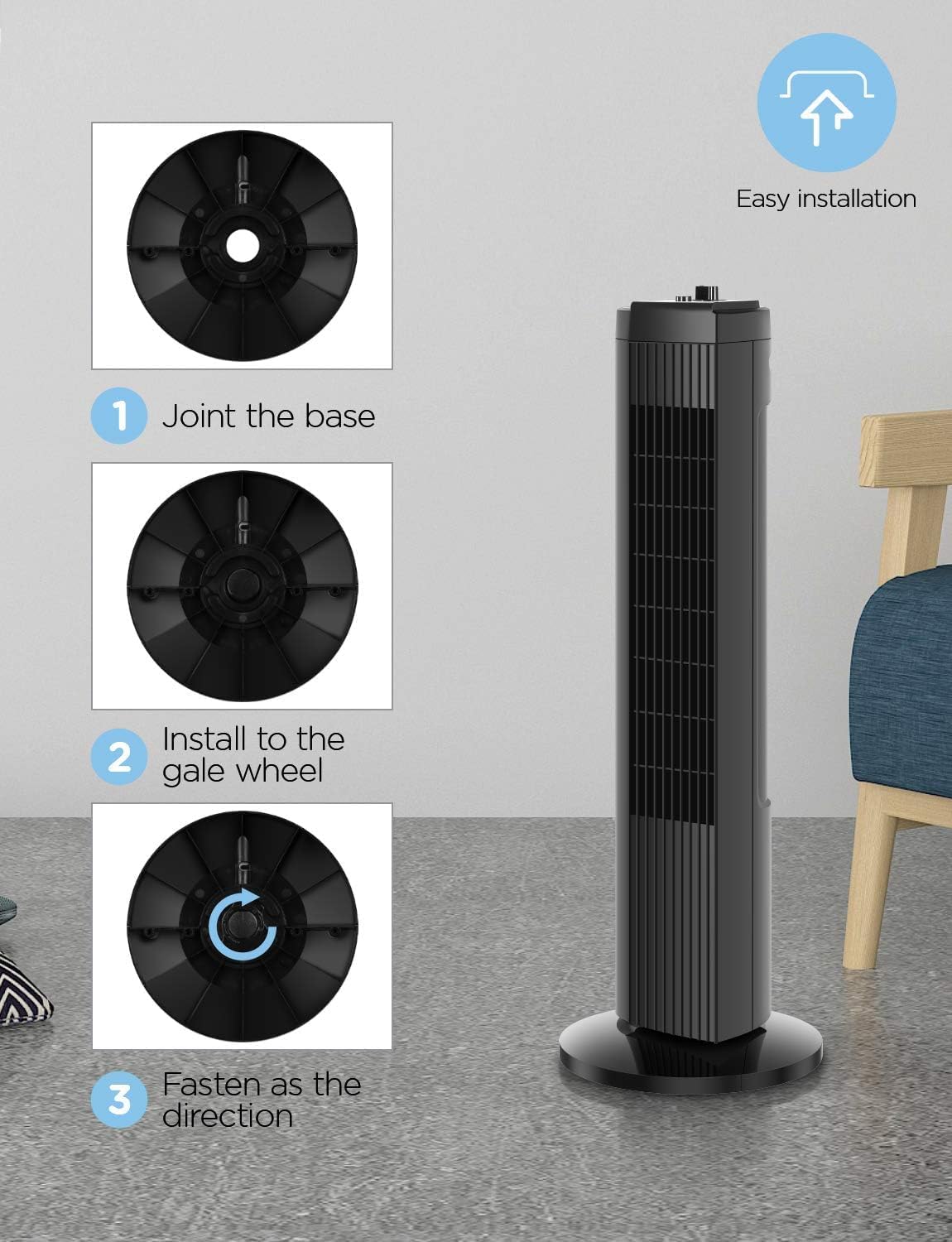 SOHLER Tower Fan Base Installation Steps