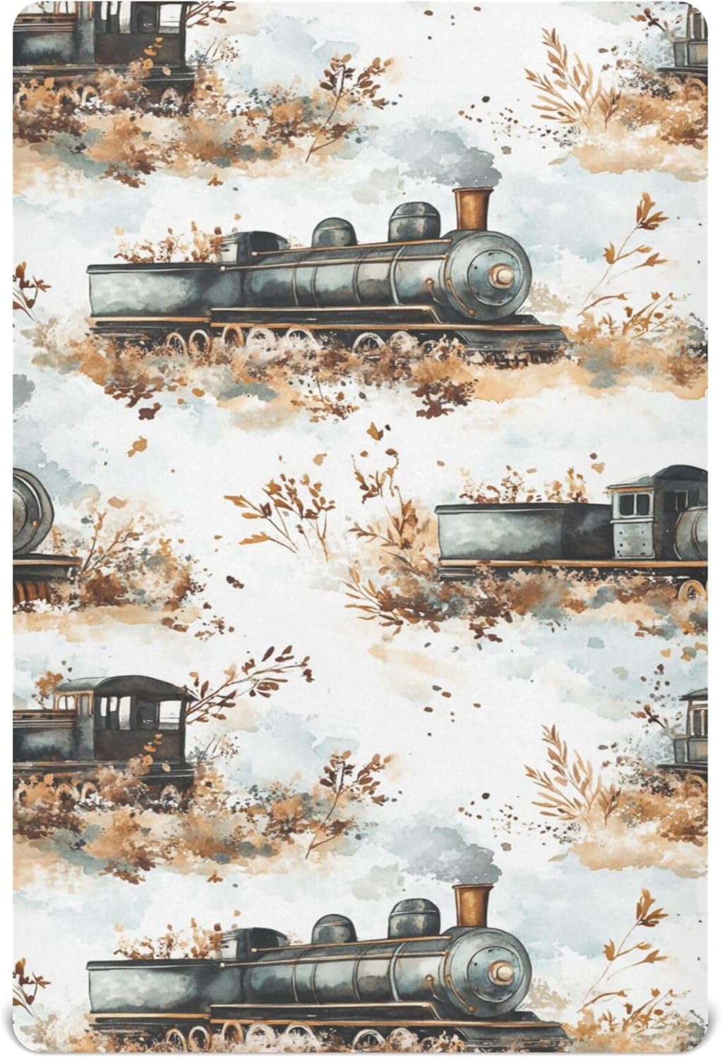 Vintage Trains Pattern Crib Sheets Soft Breathable Fitted Baby Crib Sheets Mattress Cover for Girls Boys, 52" x 28" x 9"