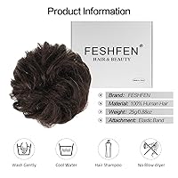 Vista 5 de FESHFEN Moños Desordenados Humanos - 100% Cabello Humano Moño Real Coleteros Piezas de Cabello Extensiones de Cola de Caballo Onduladas Despeinadas
