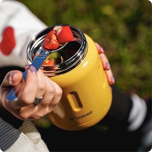 Miniatura 69 de BOBBER Tarro térmico aislado de boca ancha de 24 onzas para sopa y comida caliente, acero inoxidable con cuchara y tazón integrados, mantiene