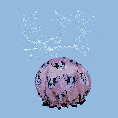 Miniatura 2 de Gorro de ducha para mujer, de pelo largo, reutilizable, de doble capa, impermeable, gorro de ducha para niñas, gorros para ducha (perro)