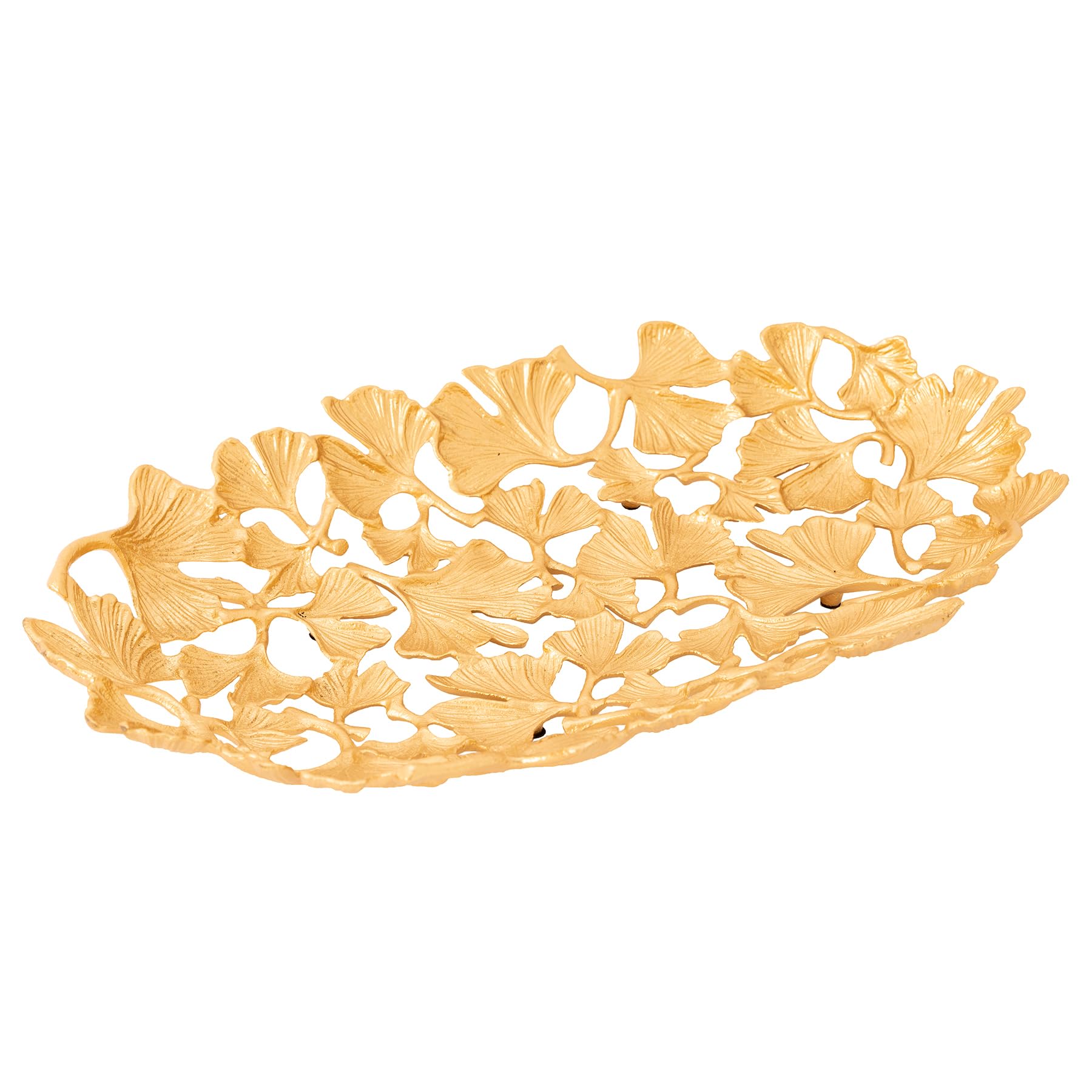 Schale GINKGO LEAFS - 40cm - gold - Metall-Aluminium-Legierung | Unikat, montiert geliefert, Aufbewahrung, Dekoartion, hochwertige Metalloptik, modernes Design, handgefertigt