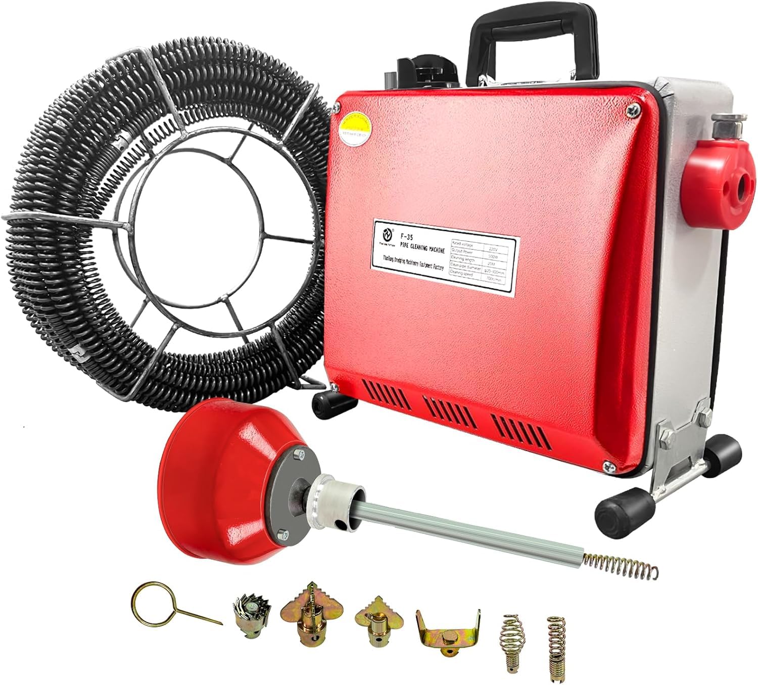 500W Elektrische Rohrreinigungsmaschine – Rohrreiniger mit 20m Spiralschlauch für Ø20-300mm Rohre, Effizient für Abflüsse in Bad und Küche, Design für Zuhause