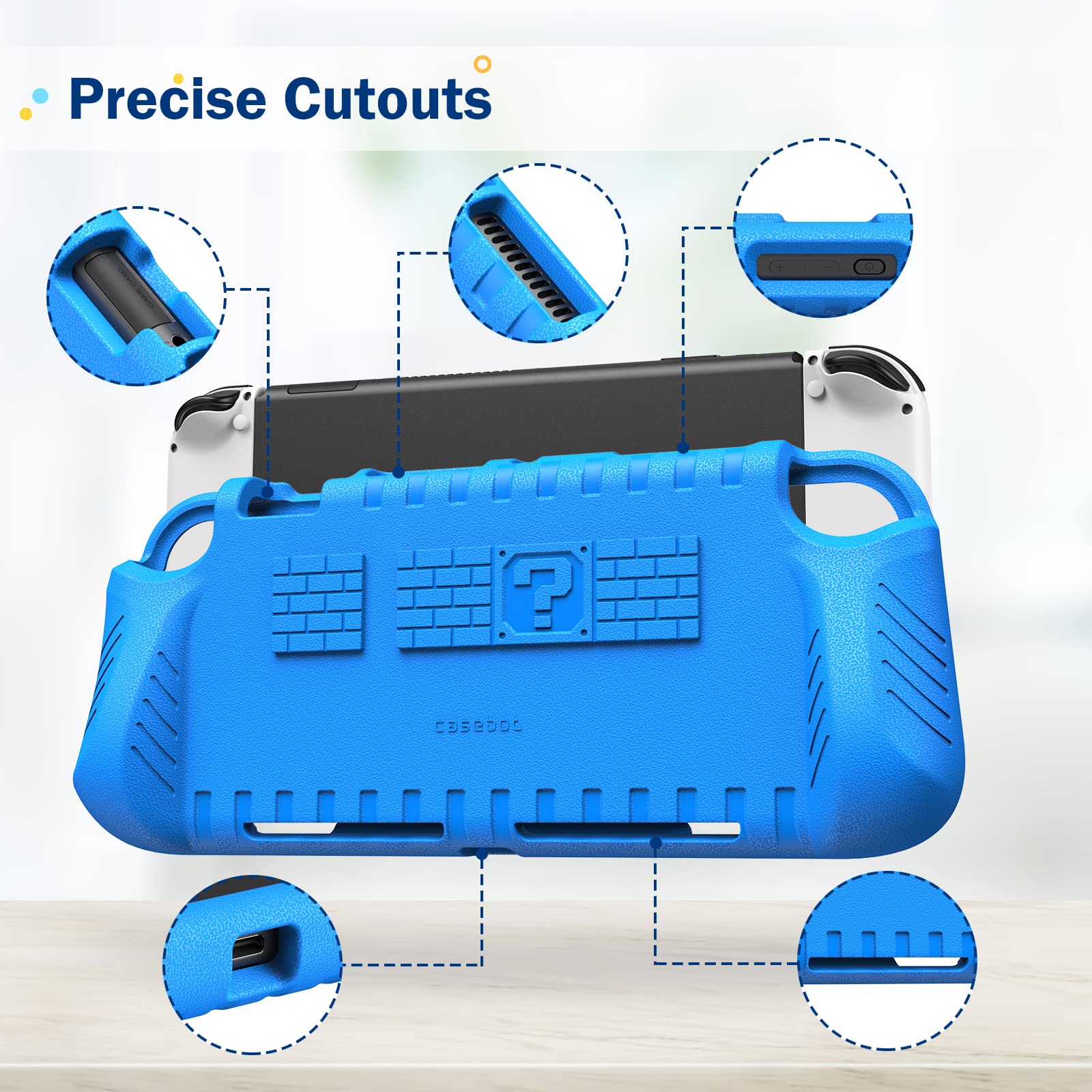 Fintie Étui Compatible avec Nintendo Switch (modèle OLED) 2021 – Étui de Protection Ultra léger résistant aux Chocs avec 2 Supports de Cartes de Jeu, poignée Design Ergonomique, Bleu