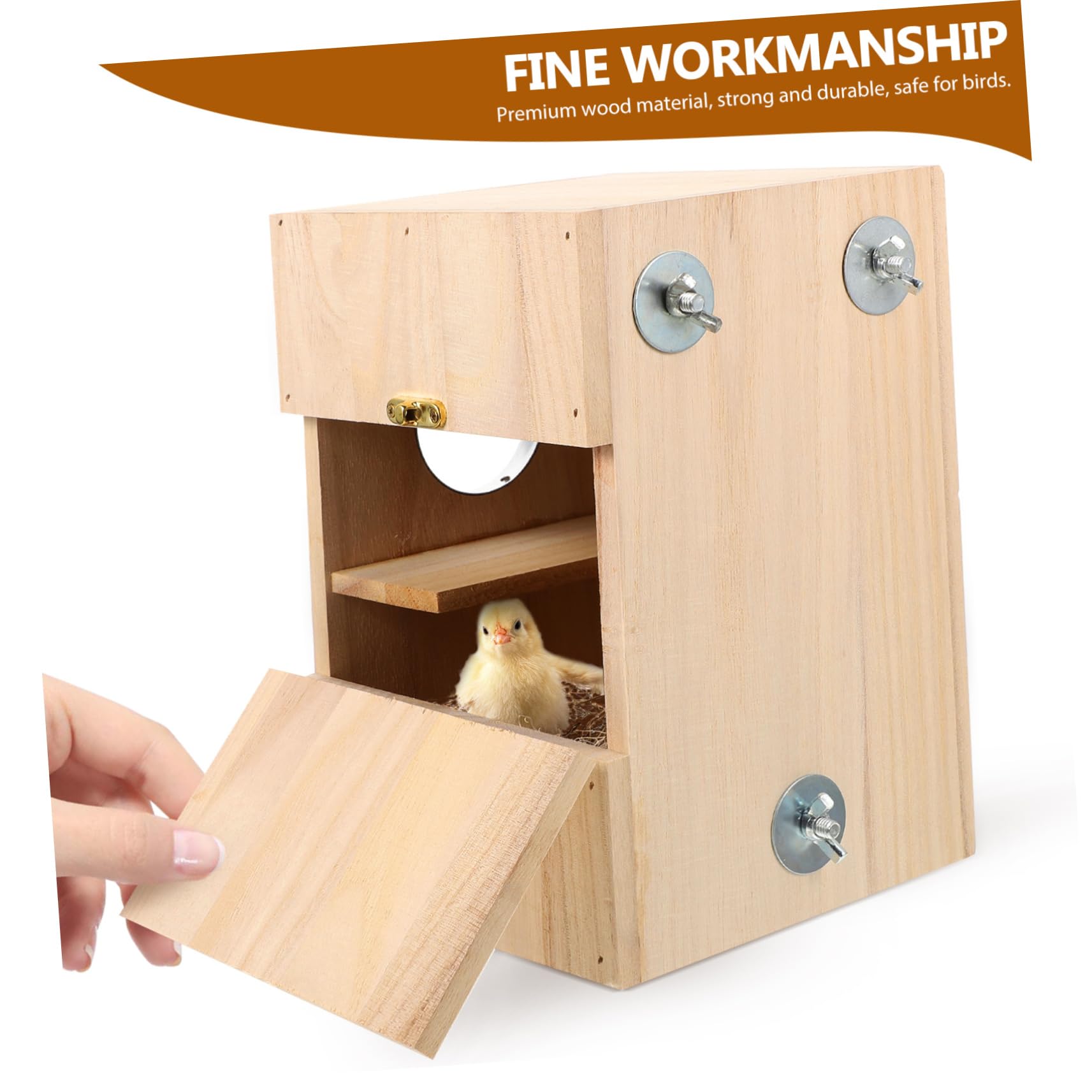 Happyyami Nichoir à Oiseaux en Bois, Boîte D’élevage Beige, pour Perroquet et Canari, Espace Confortable pour Dormir et Jouer, Design Simple | Lit de Repos et Aire de Jeu, Style Créatif à Design Simple, pour Canari et Perroquet