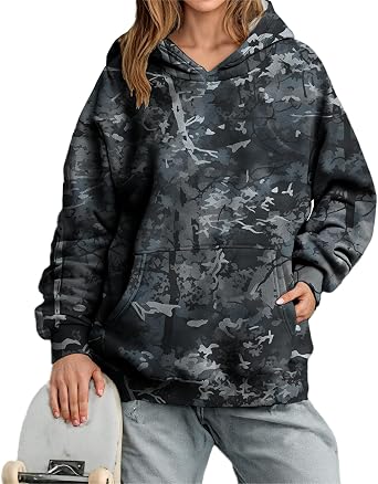MARSVOVO Camo Hoodies for Women 2025 Fall Winter Trendy Sweatshirts Oversized Casual Comfy Warm Outdoor Athletic Pullover