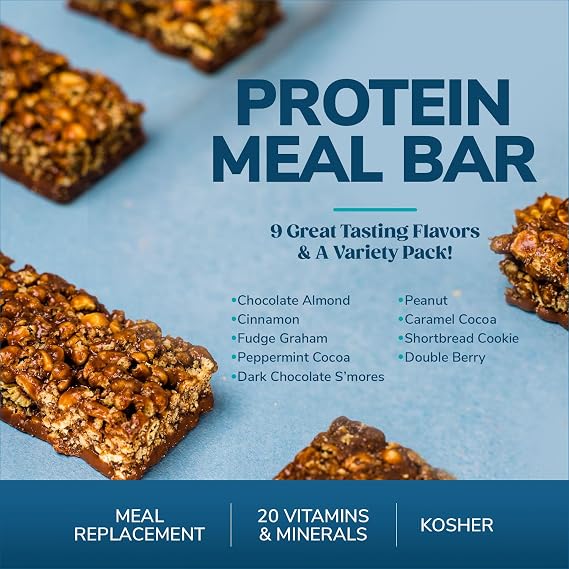 Wonderslim Meal Protein Bar Bundle, Chocolate Almond &Dark Chocolate S'mores