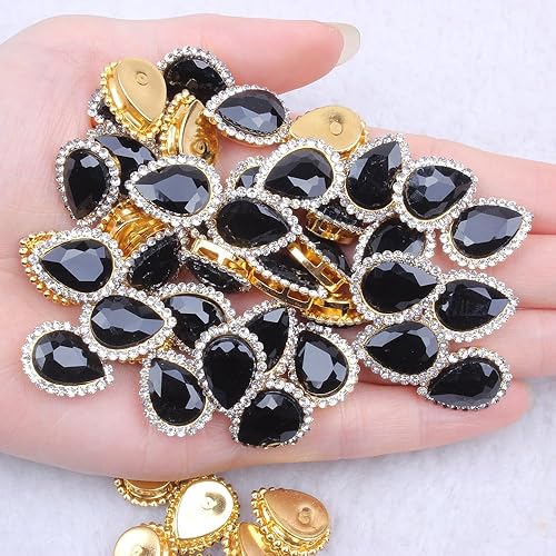 Miniatura 1 de 30 piezas de diamantes de imitación para coser, lágrima, cristal de cristal de imitación de metal con parte trasera plana, gemas para manualidades,