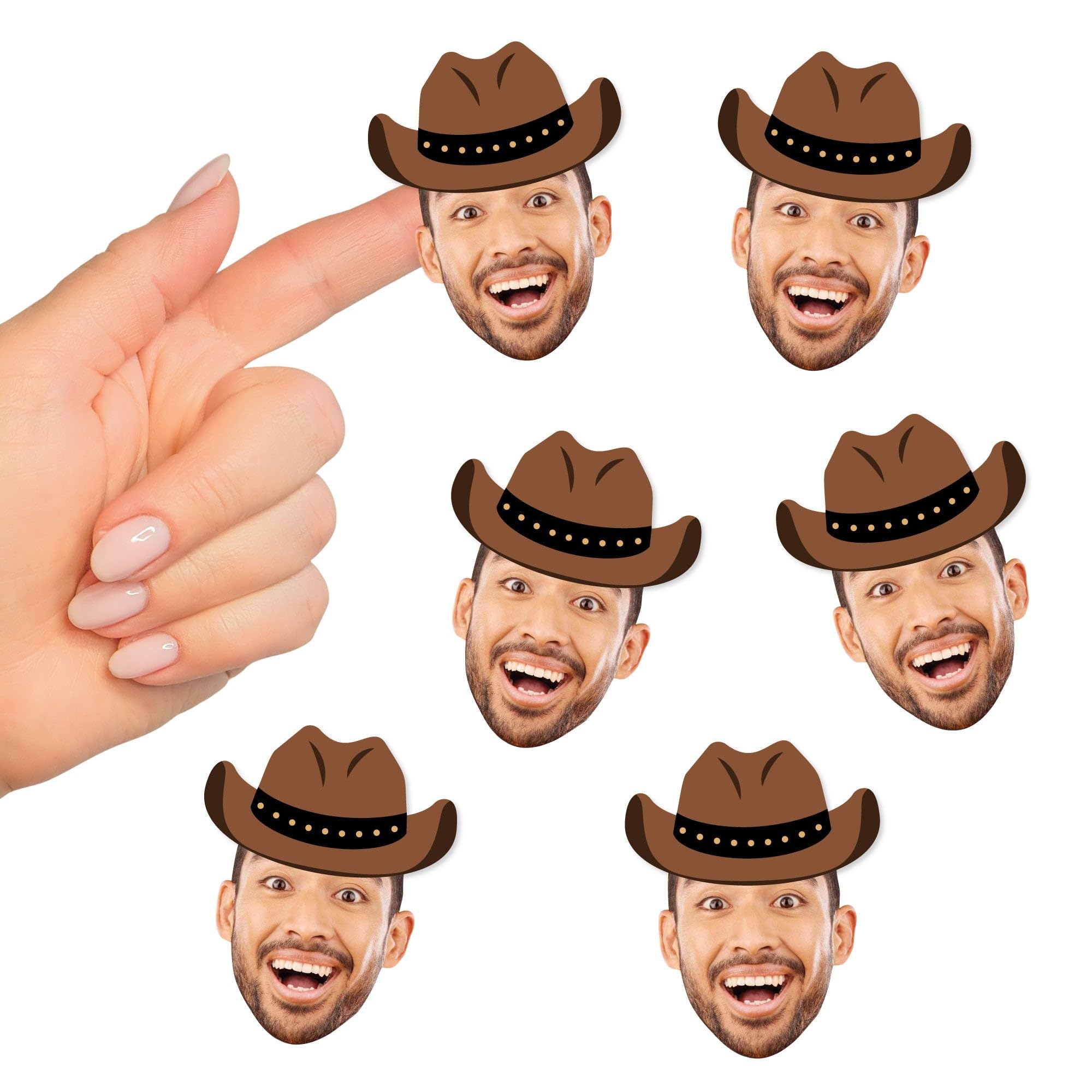 Big Dot of Happiness Custom Photo Western Hoedown - Wild West Cowboy Party Favors - Fun Face Cut-Out Stickers - Set of 24