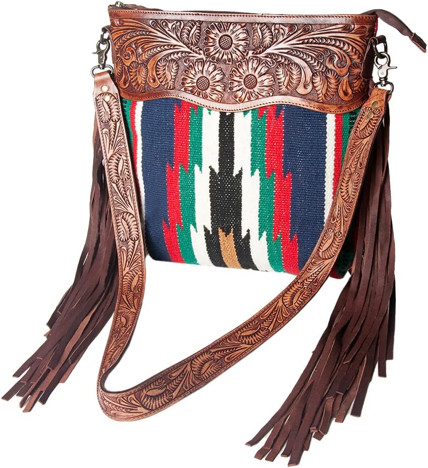 American Darling Signature Crossbody Hand Tooled Saddle Blanket Genuine Leather women bag western handbag purse