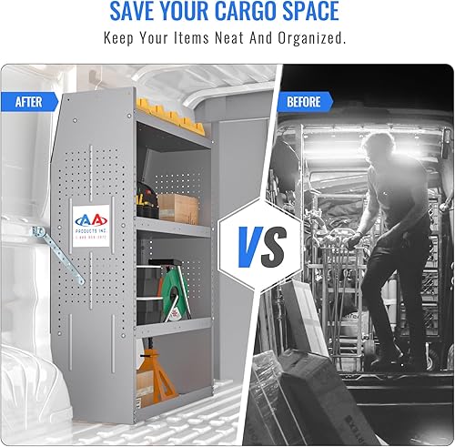 Miniatura 7 de AA Products SH-4303(2) Sistema de almacenamiento de estantería de acero para furgonetas NV200, Transit Connect 2014+ y Chevy City Express, juego de