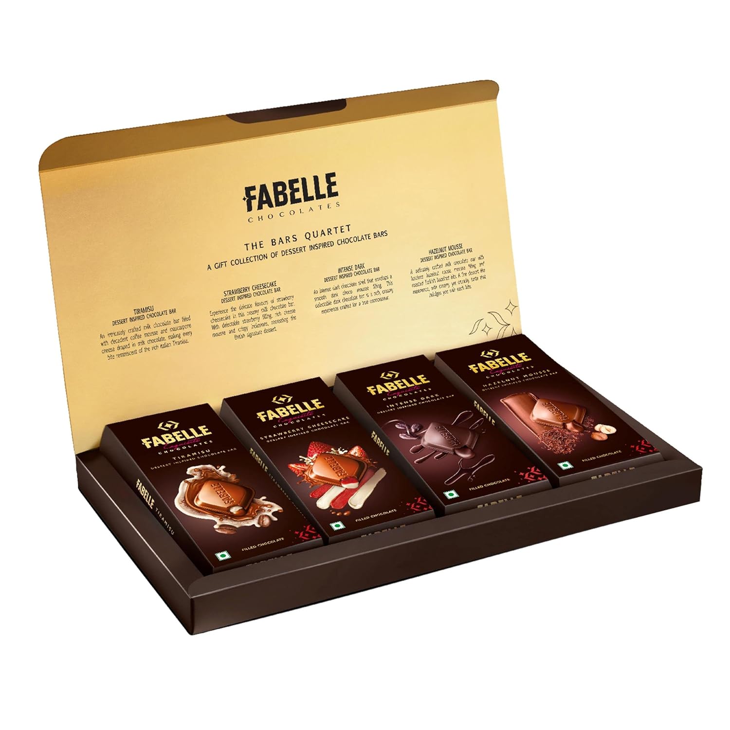 Fabelle The Bars Quartet Chocolate Pack, 4 Assorted Luxury Chocolate