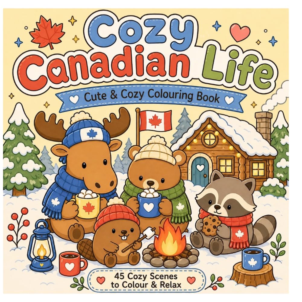 Cozy Canadian Life: Cute & Cozy Colouring Book