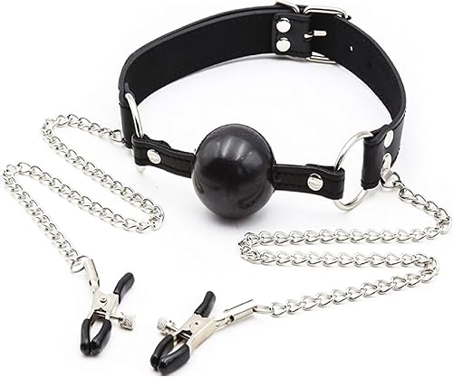 Miniatura 8 de Bola de boca de respiración abierta negra de 1.7 pulgadas de diámetro  Boca de nailon para yoga  Bola de boca transpirable  Bola de boca abierta