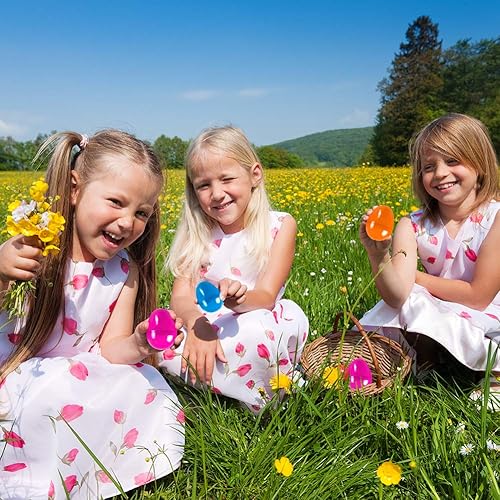 Miniatura 6 de Paquete de 100 huevos de Pascua a granel, surtido de huevos de Pascua de plástico, huevos de Pascua de colores brillantes de 2.4 pulgadas para