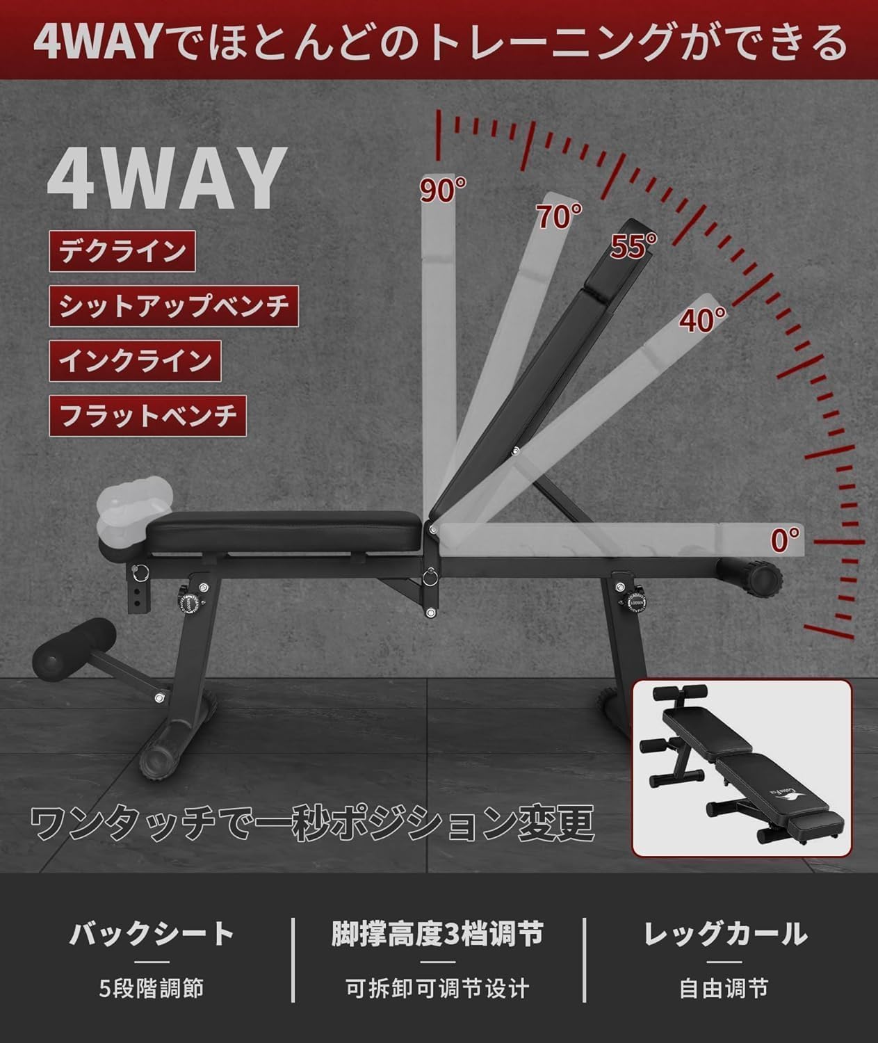 可変式ダンベル90ポンド(40キロ)2つ、インクラインベンチ 可変式ダンベル90ポンド(40キロ)2つ、インクラインベンチ