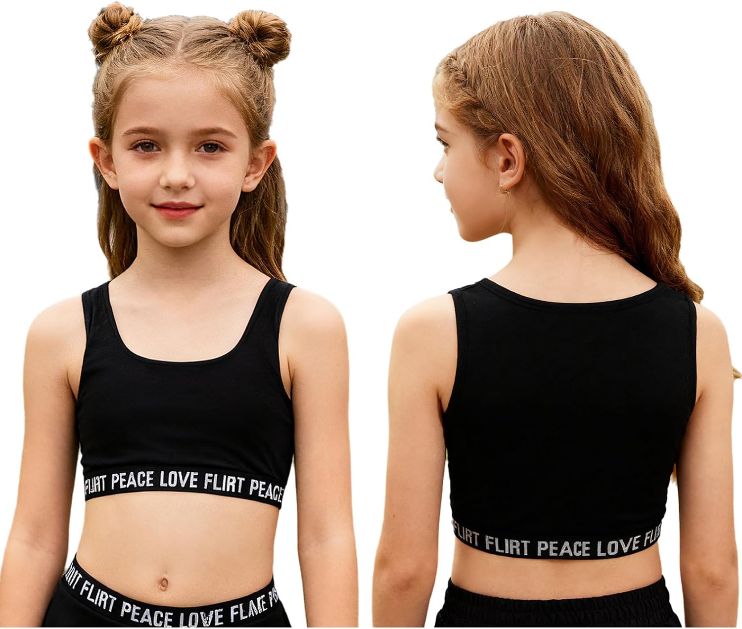 Jugaoge Sports Bra for Girls Wireless Medium Support Training Bras Longline Crop Tops Puberty Underwear