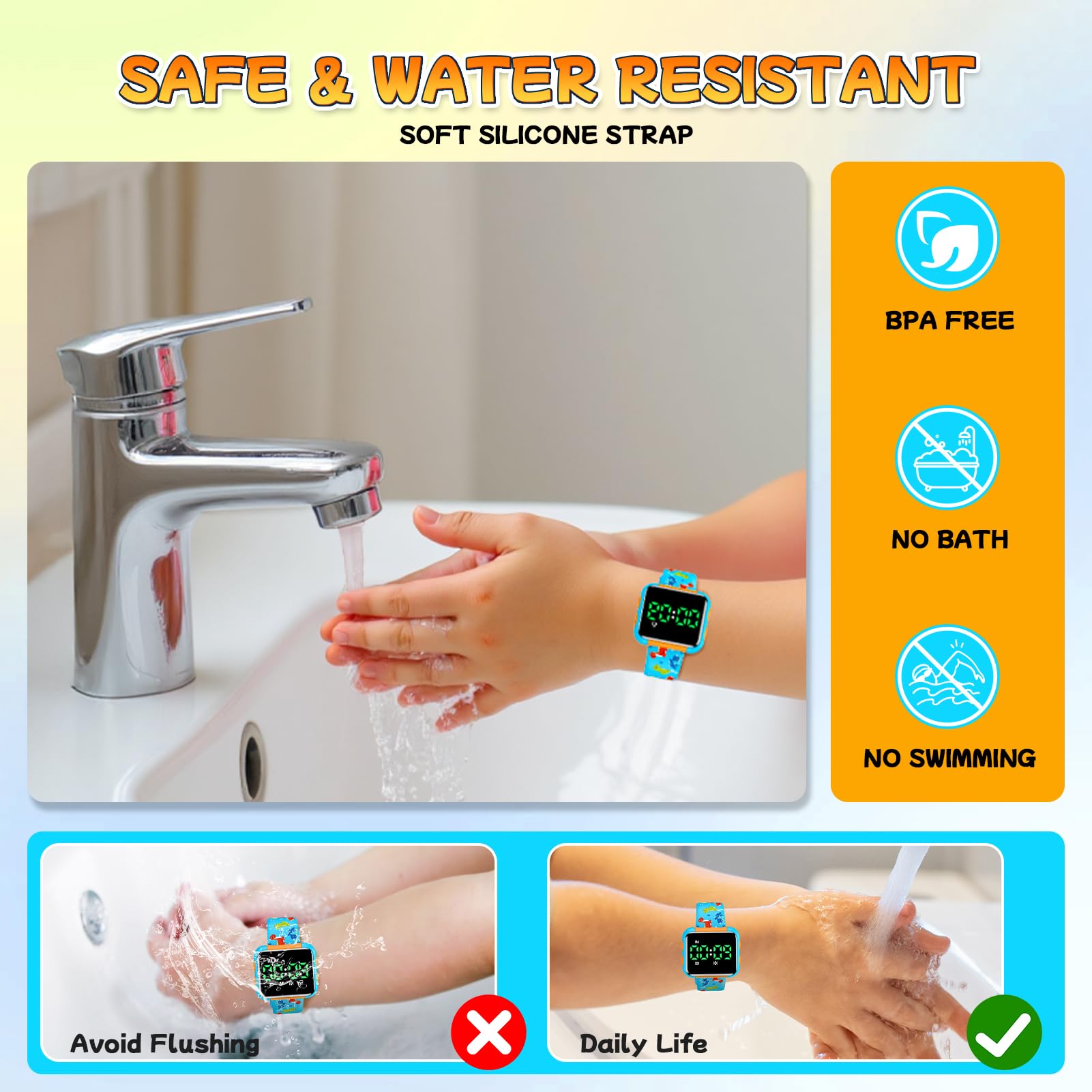 Töpfchentrainingsuhr & Diagramm für Kinder: Wasserabweisende Töpfchen-Uhren, Dinosaurier-Töpfchentrainingstabelle für Kleinkinder, Jungen, verstellbares Volumen, WC-Erinnerung mit