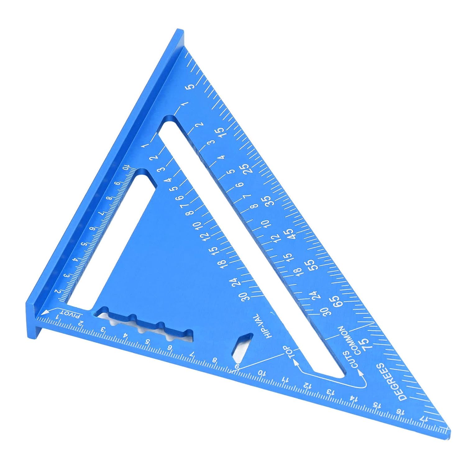 Oumefar Woodworking Triangle Ruler, 7inch Aluminum Alloy Electrophoretic Paint Clear Scale Carpenter Square Woodworking Ruler for Determining and Marking Angles Square Cutting(Blue)
