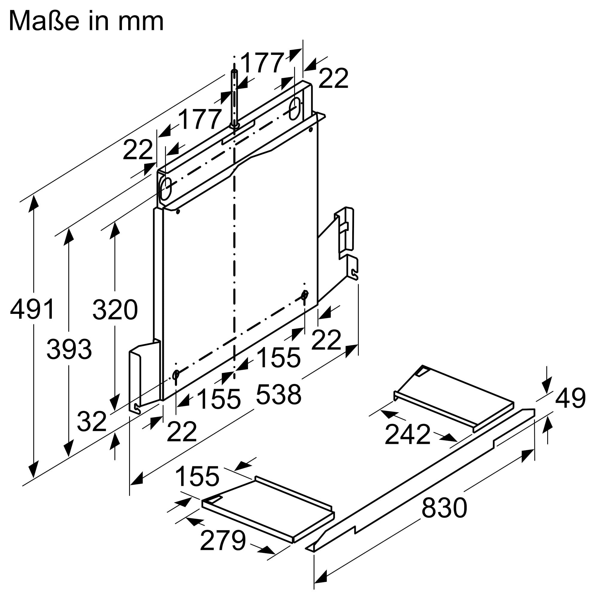 NEFF Z54TL90X1, Zubehör für Dunstabzüge, Absenkrahmen, 83 cm, kombinierbar mit Flachschirmhauben, Made in Germany