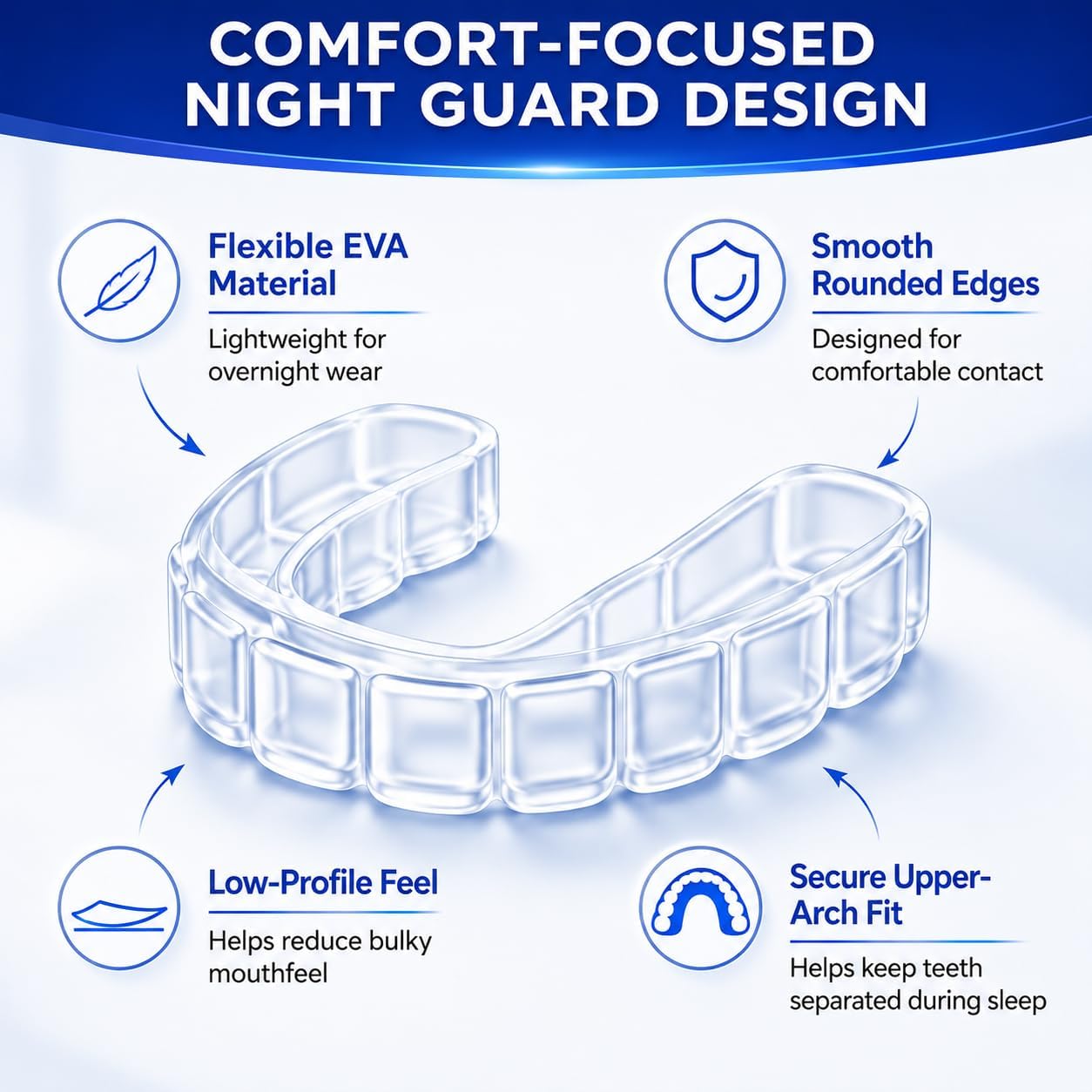 Mouth Guard for Sleeping, Mouth Guard for Grinding Teeth at Night | Anti Grinding Guard for Clenching Teeth at Night, Night Guards for Teeth Grinding, Moldable EVA Material with Case for Adults