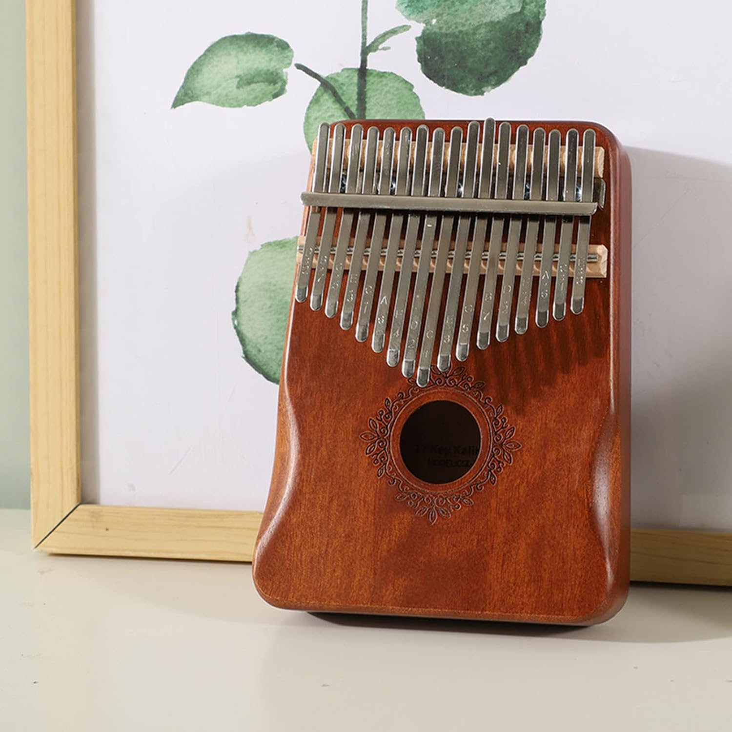 17 Keys Kalimba Thumb Piano Mahogany Wood Portable Finger Piano Ideal Musical Instruments for Beginners, Great Present for Music Lovers, Professional Steel Sheet (Brown)