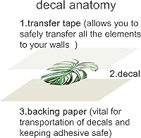 Vista 5 de Tropical Leaf Large Wall Decal Vinyl Décor Abstract Sticker Floral Gold (Small 22"x37", Black)