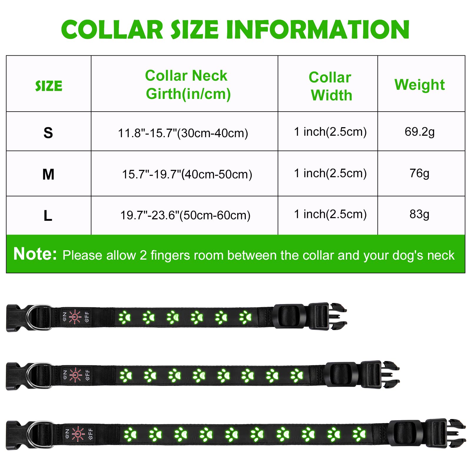 AUAUY Light Up Dog Collar, LED Dog Collar Light USB Rechargeable - Image 2