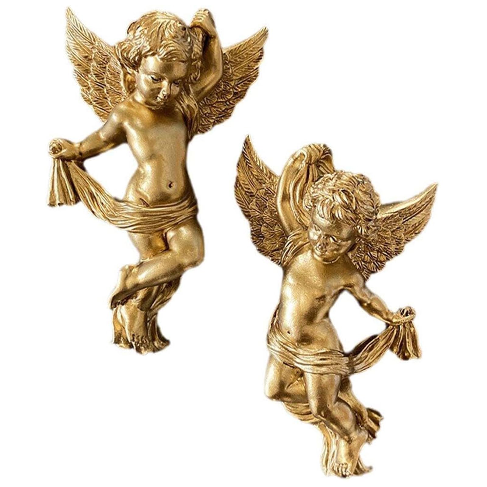 1 Pair Cherub Angel Statue Wall Hanging Vintage Figurine Decor Resin Angel Sculpture Table Centerpiece Decoration for Home Bedroom Living Room