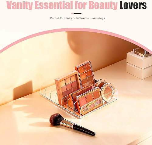 Miniatura 5 de Paquete de 2 organizadores de paletas de sombra de ojos acrílicas, almacenamiento de cosméticos de 7 secciones para paletas de maquillaje, CD, gafas